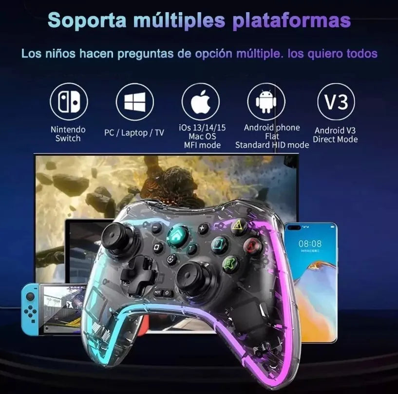 Control Inalambrico Gamepad Transparente